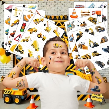 Fun Construction Temporary Tattoos for Kids Parties Gifts