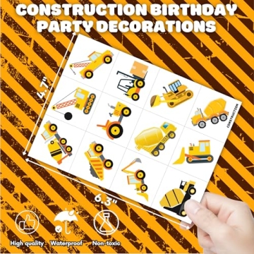 Fun Construction Temporary Tattoos for Kids Parties Gifts