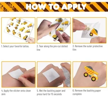 Fun Construction Temporary Tattoos for Kids Parties Gifts