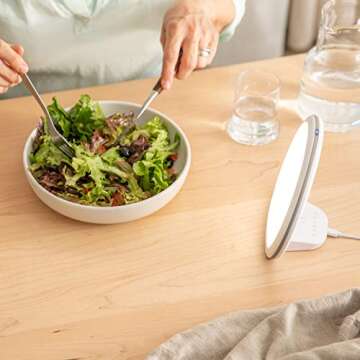 Verilux HappyLight Alba - New Round UV-Free LED Therapy Lamp, Bright White Light with 10,000 Lux, Ad...