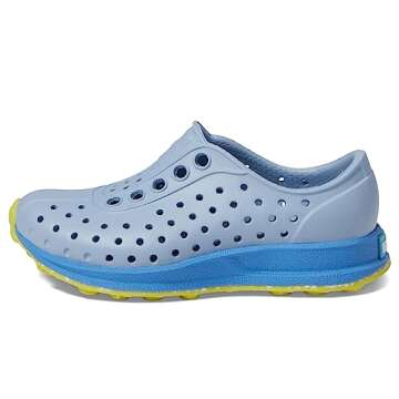 Native Shoes Kids Unisex Robbie (Toddler) Kids Robbie (Toddler) - Shoes for Kids - Synthetic Upper - Slip On Closure Alaska Blue/Resting Blue/Pickle Speckle Rubber 6 Toddler M
