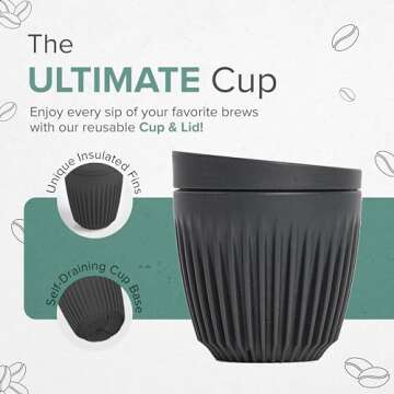 Huskee Coffee Cup Eco-Friendly Stylish Portable
