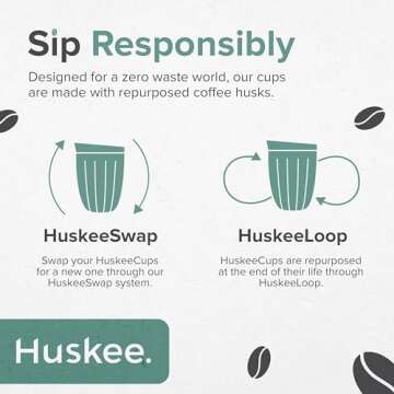 Huskee Coffee Cup Eco-Friendly Stylish Portable