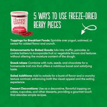 Freeze Dried Raspberry Pieces - Freeze Dried Raspberries - Raspberries Baking Chips - Freeze Dried Fruit - Dried Raspberries No Sugar Added Gluten free Non GMO vegan (1.34 oz) by Super Garden