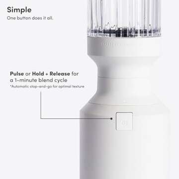 The Beast Mini Blender | Mini Countertop Kitchen Blender | Blend Smoothies and Shakes, Dressings, Sauces, Dips | Straw Cap and Straws Included | 600W (Cloud White)