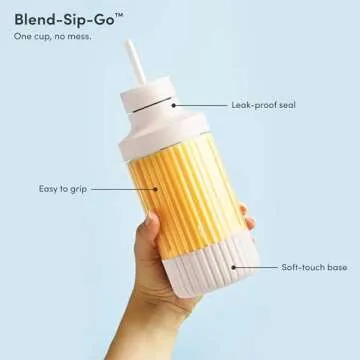 The Beast Mini Blender | Mini Countertop Kitchen Blender | Blend Smoothies and Shakes, Dressings, Sauces, Dips | Straw Cap and Straws Included | 600W (Cloud White)