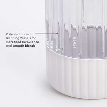 The Beast Mini Blender | Mini Countertop Kitchen Blender | Blend Smoothies and Shakes, Dressings, Sauces, Dips | Straw Cap and Straws Included | 600W (Cloud White)