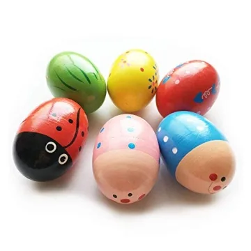 JoFAN 6 Wooden Shake Eggs for Kids - Perfect Gifts