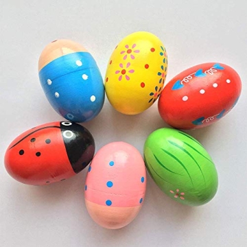 JoFAN 6 Wooden Shake Eggs for Kids - Perfect Gifts