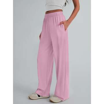 Trendy Queen Womens Wide Leg Pants Sweatpants Comfy Lounge Fit Loose Flowy Pants Fall Fashion Clothes Outfits 2025 Pink M