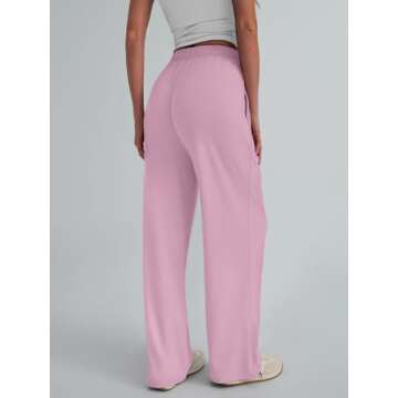 Trendy Queen Womens Wide Leg Pants Sweatpants Comfy Lounge Fit Loose Flowy Pants Fall Fashion Clothes Outfits 2025 Pink M