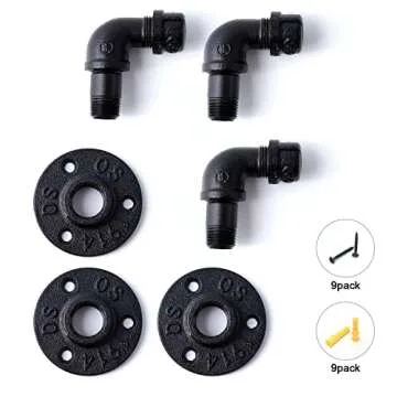 Home TZH Bathroom Towel Hooks for Hanging 3 Pack Vintage Industrial Pipe Towel Holder Black Wall Mounted Heavy Duty Hook Decorative for Farmhouse Kitchen (3, Black)