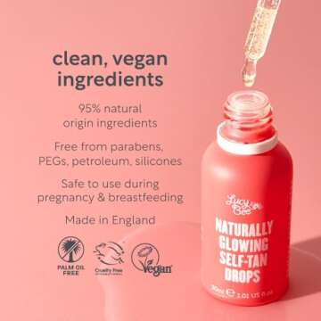 Lucy Bee Self Tanning Drops, Customizable Natural Tan for Face & Body, Coconut Water & Aloe Vera, Fo...