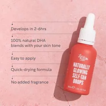 Lucy Bee Self Tanning Drops, Customizable Natural Tan for Face & Body, Coconut Water & Aloe Vera, Formulated without Fragrance, Add In Drops, Certified Vegan & Cruelty Free, 1.01 Fl oz
