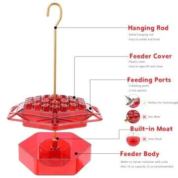 Hummingbird Feeder with Ant Moat for Outdoor Enjoyment