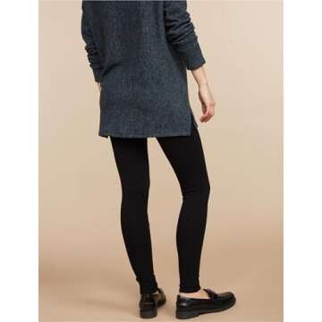 Motherhood Maternity Women's Full Length French Terry Secret Fit Over The Belly Pregnancy Legging, Black, Medium