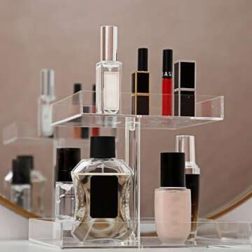 YAGELI Perfume Organizer Display Tray Acrylic Handmade Large Vanity Trays Makeup Storage Holder Bathroom Organizer Countertop for Table Cabinet Kitchen Countertop