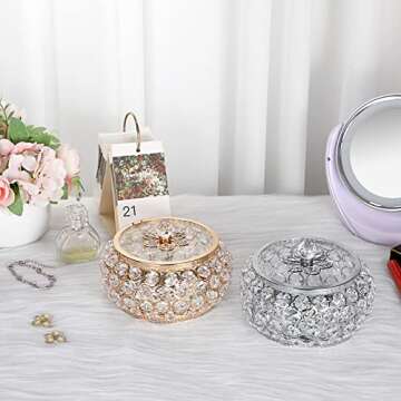 Hipiwe Crystal Jewelry Box for Elegant Trinket Storage