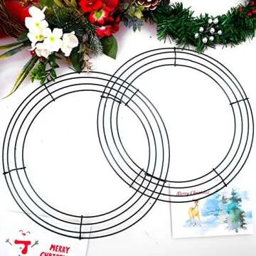 URATOT 3 Pack Christmas Metal Wreath Frame Dark Green Wire Wreath Rings Holiday Wreath Frames for Party Decorations