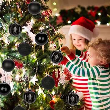 12PCS 3.15" Christmas Ball Ornaments Shatterproof Black Christmas Tree Decorations Xmas Tree Balls Halloween Ornaments Décor