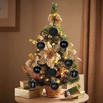 12PCS 3.15" Christmas Ball Ornaments Shatterproof Black Christmas Tree Decorations Xmas Tree Balls Halloween Ornaments Décor