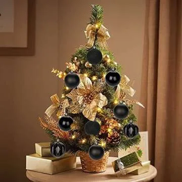 12PCS 3.15" Christmas Ball Ornaments Shatterproof Black Christmas Tree Decorations Xmas Tree Balls Halloween Ornaments Décor
