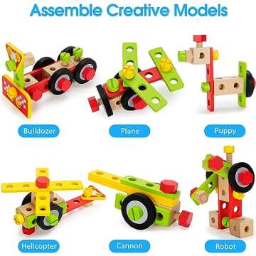 Kids Tool Set Toys for 3, 4, 5, 6, 7 Year Old Boys, Wooden Toddler Tools Set with Electric Drill & Tool Box, Montessori STEM Educational Construction Building Toy, Xmas Birthday Gifts for Boys Girls