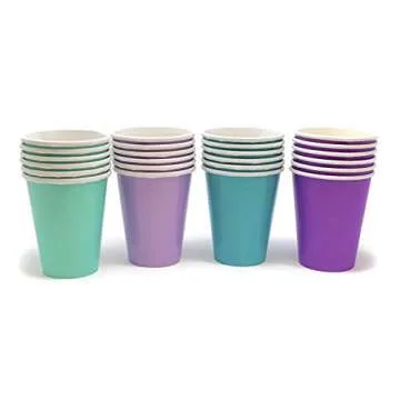 Mermaid Birthday Party Baby Shower Bachelorette Paper Cups 9 Ounce (24 Pack)