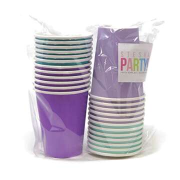 Mermaid Birthday Party Baby Shower Bachelorette Paper Cups 9 Ounce (24 Pack)
