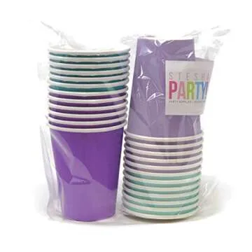 Mermaid Birthday Party Baby Shower Bachelorette Paper Cups 9 Ounce (24 Pack)