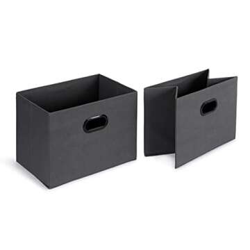 Amazon Basics Closet Storage Organizer with Fabric Bins, Drawers and 3 Shelves, Grey, 32.7" x 12.2" x 31"