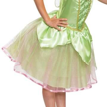 Disguise Disney Tinker Bell Classic Girls' Costume,Green,Small (4-6x)