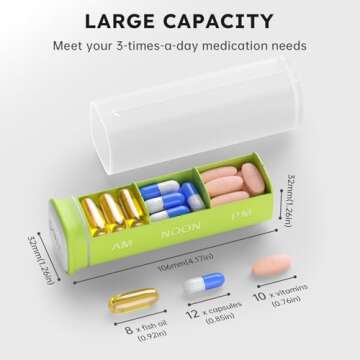 KOVIUU Weekly Pill Organizer 3X a Day, Detachable Pill Box 7 Day, Large 3 Times Daily Pill Case, Tra...