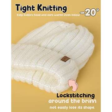 Stylish Kids Winter Knitted Pom Beanie with Removable Pom Pom Hat