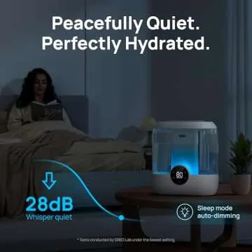 Dreo 6L Top Fill Humidifiers for Bedroom, 60H Runtime, 28 dB Quiet Supersized Cool Mist Humidifiers for Large Room, Air Humidifier for Home, Baby, Plant, Indoor, Night Light, Ultrasonic