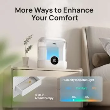 Dreo 6L Top Fill Humidifiers for Bedroom, 60H Runtime, 28 dB Quiet Supersized Cool Mist Humidifiers for Large Room, Air Humidifier for Home, Baby, Plant, Indoor, Night Light, Ultrasonic
