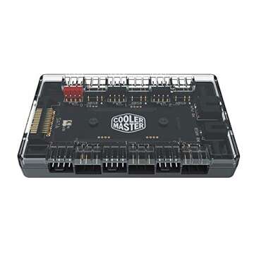 ARGB and PWM Fan HUB, 6 Ports for Addressable RGB Lighting, 1 to 6 Multi Way Magnetic backplane Spli...