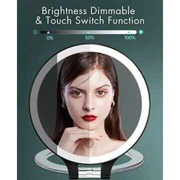 FASCINATE Magnifying Mirror 10X 1X Double Sided Magnification Makeup Vanity Mirror Rechargeable Lighted Mirror with 3 Color Setting Adjustable Rotation LED Vanity Desk Mirror