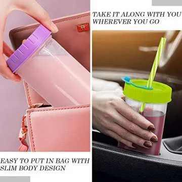 Glass Drinking Bottle Travel Drinking Jars 6 Pack, 16oz Mason Jars Regular Mouth Beverage Bottle with Airtight Lids &Straws, Reusable Water Bottle Skinny Tumbler for Juice/Smoothies,/Kombucha/Tea/Milk