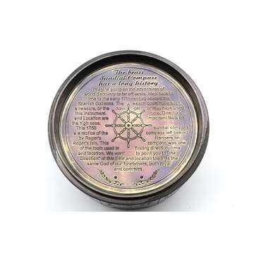 Vintage Compass NAVIGATIONAL Instrument - Marine Sundial Compass with Leather Case & Calendar Engraved Baptism Gifts with Leather Case for Loved Ones, Son, Love, Partner