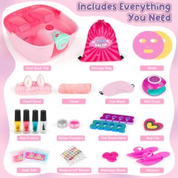 Girls Spa Kit with Foot Bath Nail Dryer Manicure Set