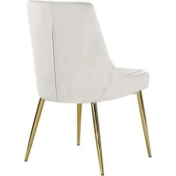 Meridian Furniture Karina Collection Modern | Contemporary Velvet Upholstered Dining Chair with Sturdy Metal Legs, Set of 2, 19.5" W x 21.5" D x 33.5" H, Cream