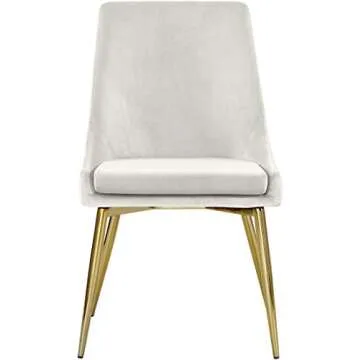 Meridian Furniture Karina Collection Modern | Contemporary Velvet Upholstered Dining Chair with Sturdy Metal Legs, Set of 2, 19.5" W x 21.5" D x 33.5" H, Cream