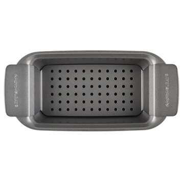 Rachael Ray Bakeware Meatloaf/Nonstick Baking Loaf Pan with Insert, 9 Inch x 5 Inch, Gray