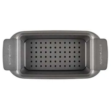 Rachael Ray Bakeware Meatloaf/Nonstick Baking Loaf Pan with Insert, 9 Inch x 5 Inch, Gray