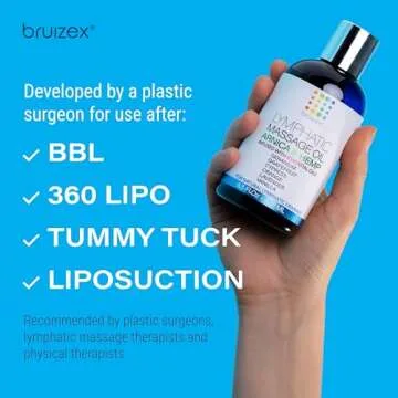 Lymphatic Drainage Massage Oil with Arnica & Natural Hemp Seed Oil, Post Surgery Recovery & Lipedema, Liposuction, 360 Lipo, BBL, Tummy Tuck, Fibrosis Treatment, Body Detox, 8.5 Oz