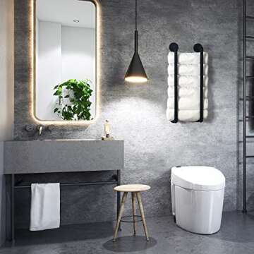 HouseAid Industrial Pipe Towel Rack, Farmhouse Bathroom Towel Storage Holder, Vintage Style Towel Or...