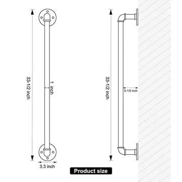 HouseAid Industrial Pipe Towel Rack, Farmhouse Bathroom Towel Storage Holder, Vintage Style Towel Organization, Wall Mounted, Matte Black
