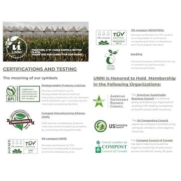 UNNI Compostable Liner Bags, 2.6 Gallon, 9.84 Liter, Extra Thick 0.71 Mil, 100 Count, Small Kitchen ...