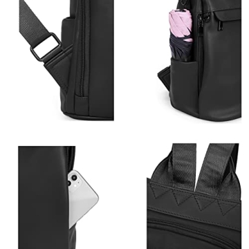 Telena Backpack Purse for Women, PU Leather Anti Theft Travel Backpack Purse Shoulder Bags with Tassel Pure Black